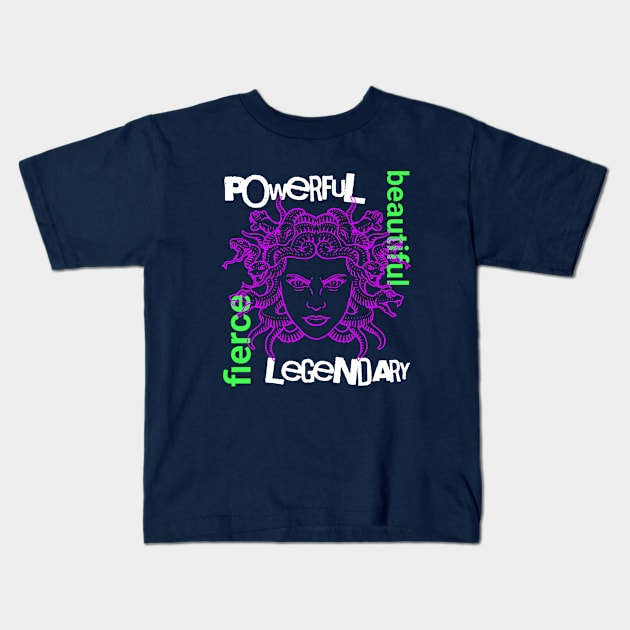 Women's Empowerment Medusa | Powerful, Fierce, Beautiful, Legendary Streetwear Kids T-Shirt by NerdyWerks